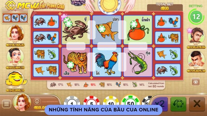 Những tính năng của bầu cua online