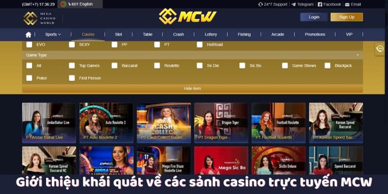 Giới thiệu khái quát về các sảnh casino trực tuyến MCW