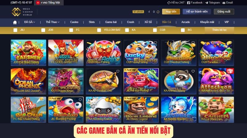 Các Game Bắn Cá Ăn Tiền Nổi Bật