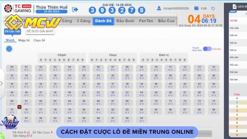 Cách đặt cược lô đề miền trung online